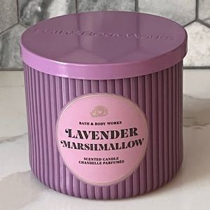 Brand New Bath & Body Works Lavender Marshmallow 3 Wick Candle